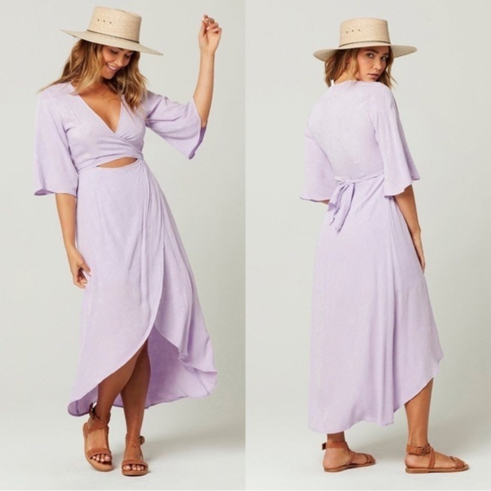 NWT L*SPACE Kellen Lilac Midi Cutout Wrap Dress Sz M